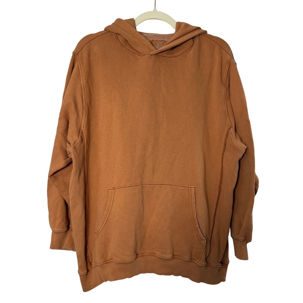 Aerie Hoodie Women S Burnt Orange Distressed Oversized Ribbed Side Panel